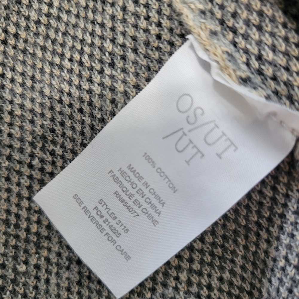 cabi Gigi Sweater Cape Gray Snow Leopard Print O/S Like New 100% Cotton - Picture 8 of 9